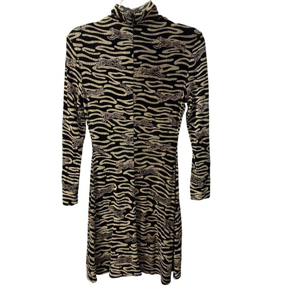 Joseph Ribkoff vintage Black & Gold Tiger Print Long Sleeve Turtleneck Dress Siz - Picture 11 of 12